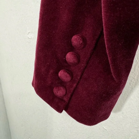 Vtg Ralph Lauren-Elegant Ruby Red Velvet one button blazer with 2 pockets.Size M